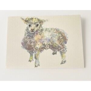 Vintage Oddballs Watercolor White Notecards - Baaa Lamb - Baby Shower  - 10 Pk